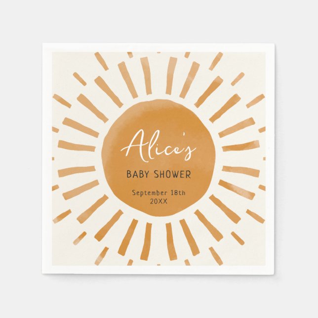 Serviette En Papier Baby shower Boho Sunshine Cute (Devant)