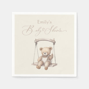 Serviette En Papier Baby shower Boho Vintage Teddy Bear