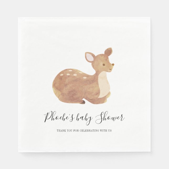 Serviette En Papier Baby shower bois Chic Cerf sur mesure (Devant)