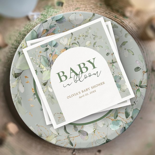 Serviette En Papier Baby shower Botanique de l'arc Eucalyptus (Créateur téléchargé)