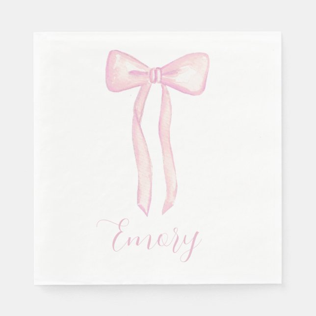 Serviette En Papier Baby shower Bow rose serviettes personnalisables (Devant)