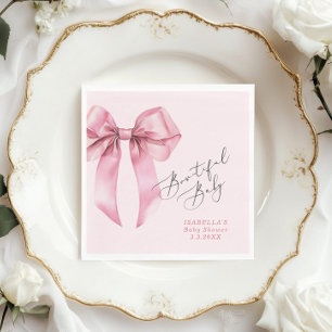 Serviette En Papier Baby shower Bowtiful Baby Pink Bow