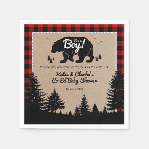 Serviette En Papier Baby shower Boy de l'Ours de bois Lumberjack Co-Ed