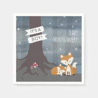 Baby shower Boy Fox de nuit Woodland