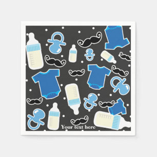 Serviette En Papier Baby shower Boy Thèmes Blue & Grey Modern Party