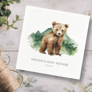 Serviette En Papier Baby shower Brown Bear Cub