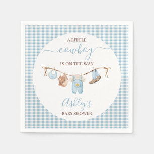 Serviette En Papier Baby shower Brown Blue Cothesline Cowboy