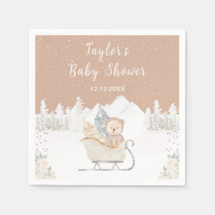 Serviette En Papier Baby shower Brown de traîneau de l'ours d'hiver