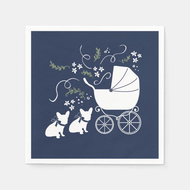 Serviette En Papier Baby shower Bulldog français serviettes Design 2 c (Devant)