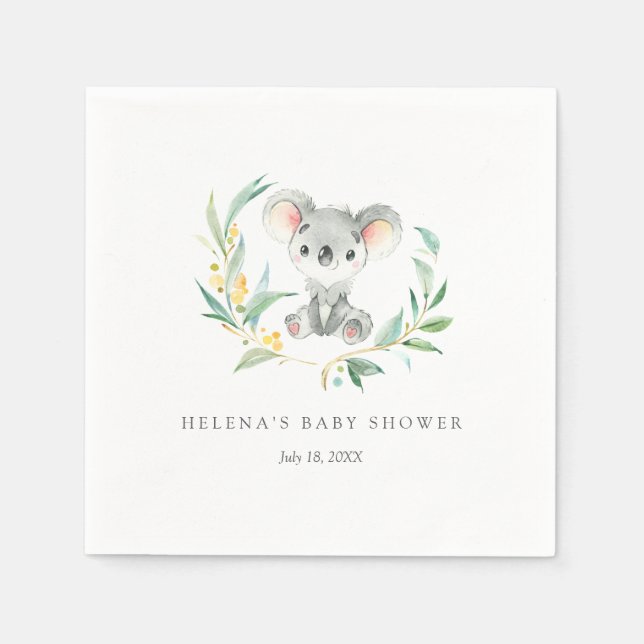 Serviette En Papier Baby shower Bush Baby Koala (Devant)
