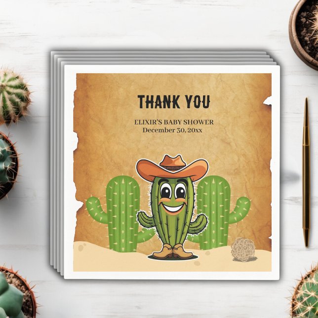 Serviette En Papier Baby shower Cactus Cowboy Little Cactie (Créateur téléchargé)