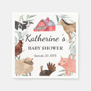 Serviette En Papier Baby shower Campagnard Sur La Ferme