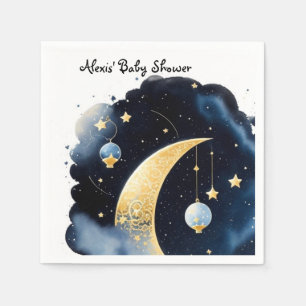 Serviette En Papier Baby shower céleste Lune et étoiles Aquarelle
