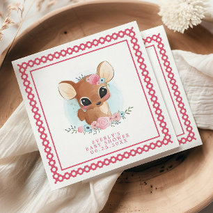 Serviette En Papier Baby Shower Cerf Bois Floral 