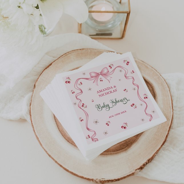 Serviette En Papier Baby shower Cerry Bow (Créateur téléchargé)