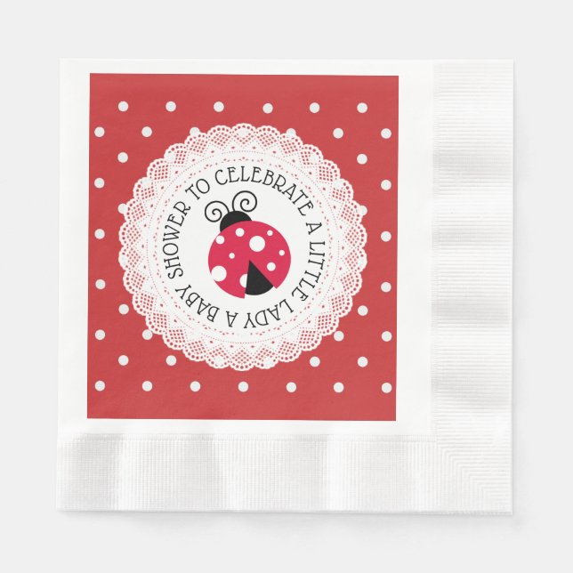 Serviette En Papier Baby shower C'est une fille Ladybug (Devant)