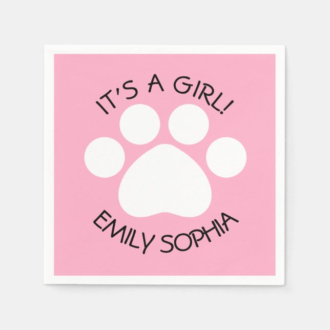 Serviette En Papier Baby shower - C'est une fille - thème Empreinte de (Devant)