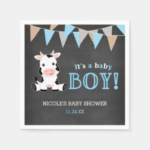 Serviette En Papier Baby shower Chalkboard Cow Boy