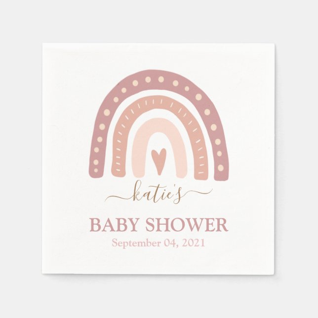 Serviette En Papier Baby shower Chic Blush Rose Rainbow Girl (Devant)