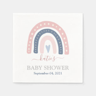 Serviette En Papier Baby shower chic rose et bleu arc-en-ciel