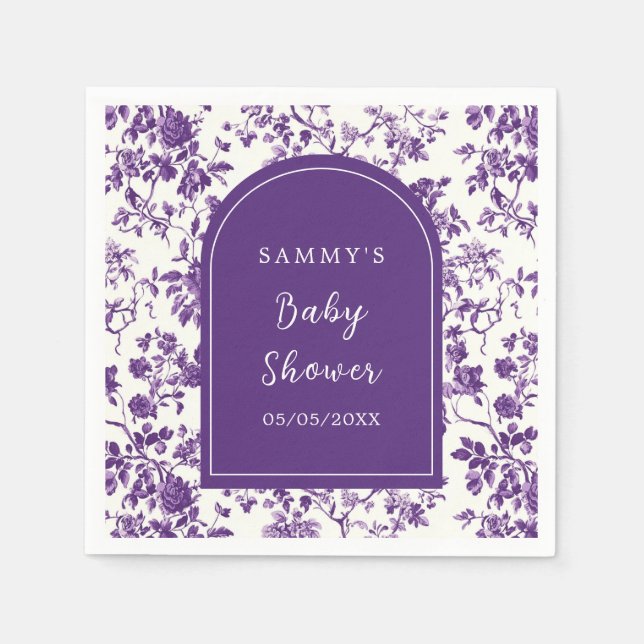 Serviette En Papier Baby shower Chinoiserie d'antiquité violet (Devant)