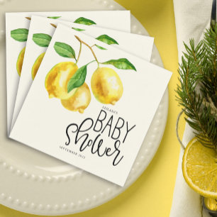 Serviette En Papier Baby shower citron aquarelle