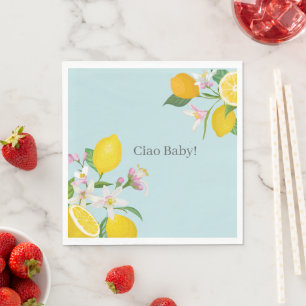 Serviette En Papier Baby shower citron, Ciao bébé, thème italien