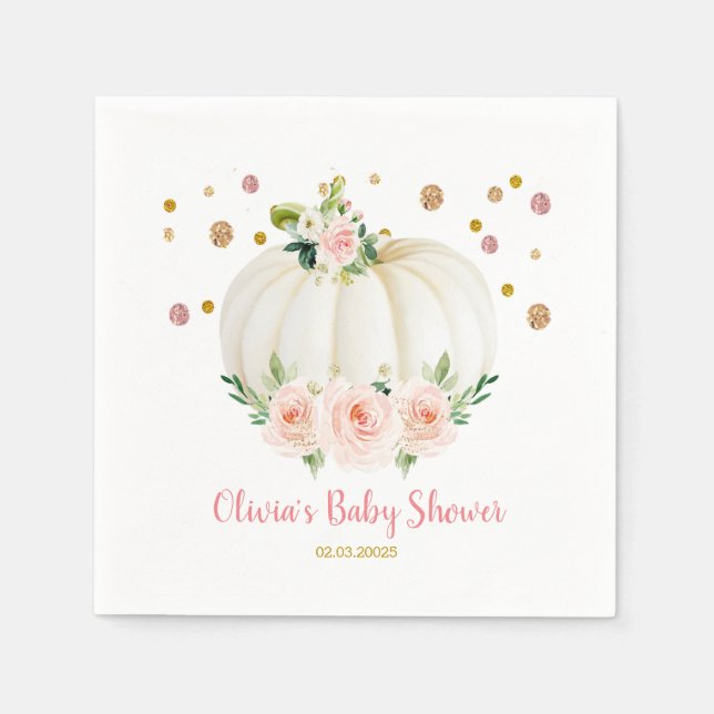 Serviette En Papier Baby shower citrouille (Devant)