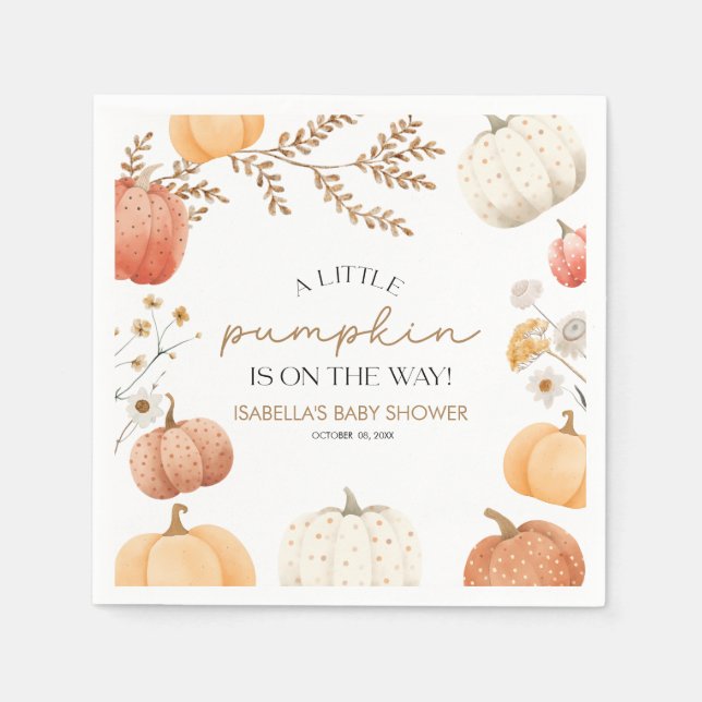 Serviette En Papier Baby shower citrouille (Devant)