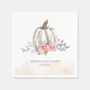 Serviette En Papier Baby shower citrouille Aquarelle Lilac Roses roses