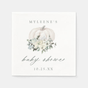 Serviette En Papier Baby shower Citrouille blanc et gris automne