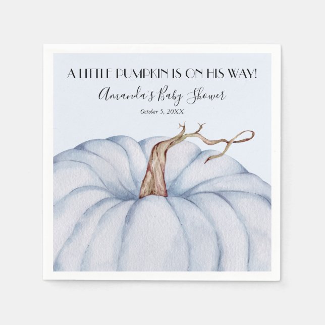 Serviette En Papier Baby shower Citrouille bleu (Devant)