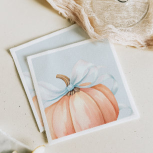 Serviette En Papier Baby shower Citrouille bleu boue aquarelle