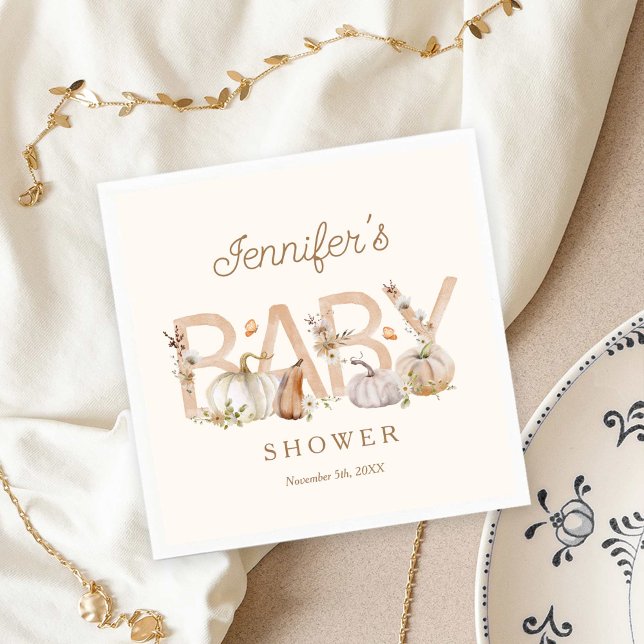 Serviette En Papier Baby shower Citrouille Boho Fall (Créateur téléchargé)