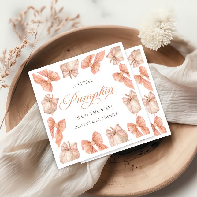 Serviette En Papier Baby shower Citrouille Bow (Créateur téléchargé)