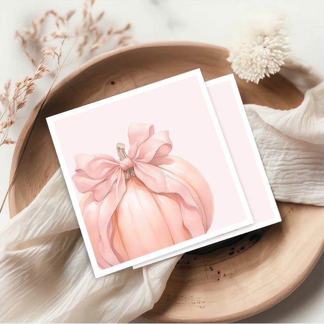 Serviette En Papier Baby shower Citrouille Bow rose (Créateur téléchargé)
