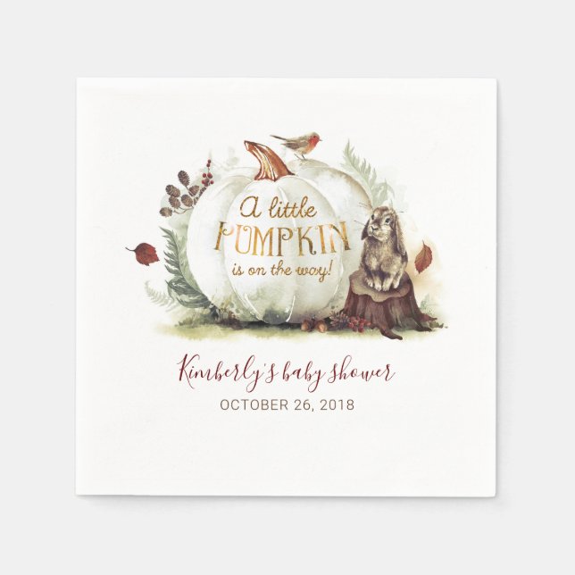 Serviette En Papier Baby shower Citrouille d'automne (Devant)
