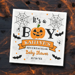 Serviette En Papier baby shower Citrouille d'Halloween "C'est un garço