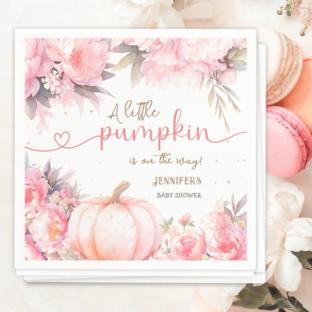 Serviette En Papier Baby shower citrouille Fille rose Floral automne p (Créateur téléchargé)