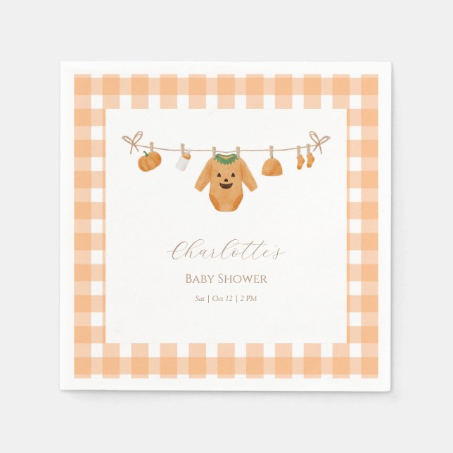 Serviette En Papier Baby shower Citrouille orange (Devant)
