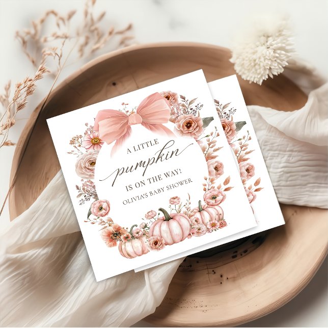 Serviette En Papier Baby shower Citrouille rose Bow (Créateur téléchargé)
