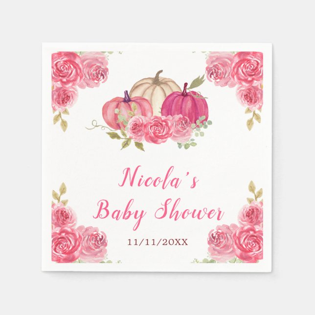 Serviette En Papier Baby shower Citrouille rose chaud (Devant)