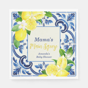 Serviette En Papier Baby shower Citrus Citron Citrus de Carreaux Bleus