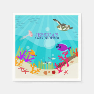 Serviette En Papier Baby shower coloré d'animaux marins