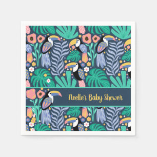 Serviette En Papier Baby shower coloré d'oiseaux tropicaux toucans