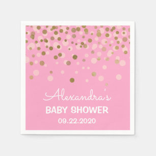 Serviette En Papier Baby shower Confetti à huile rose et or