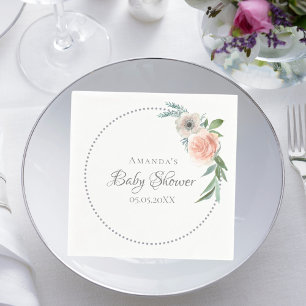 Serviette En Papier Baby shower couronne florale rose poussiéreuse