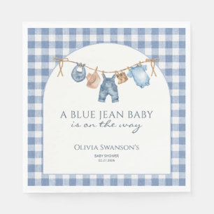 Serviette En Papier Baby Shower Cowboy en Jean Bleu
