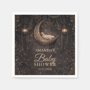 Serviette En Papier Baby Shower Croissant de Lune Étoiles Gothique
