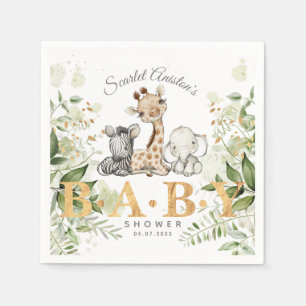 Serviette En Papier Baby shower Cute Animaux africains Végétation